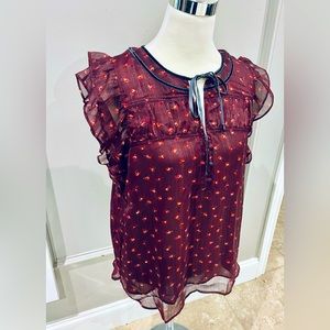 (SOLD) NWOT ANN TAYLOR LOFT BLOUSE SPARKLE ACCENT THREADS & SUEDE LINING